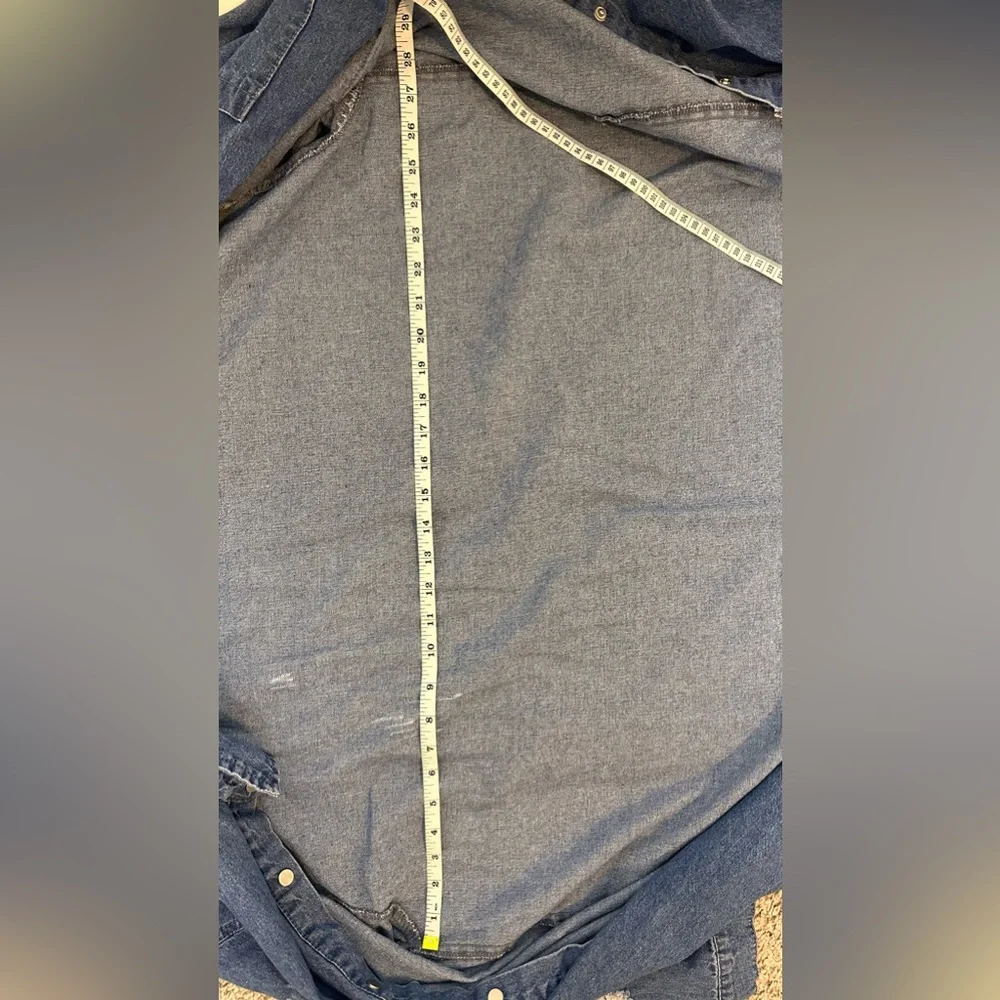 Missguided Plus Super Distressed Hem Denim Shirt Jacket Dress Blue Sz Large ASOS - Picture 12 of 13